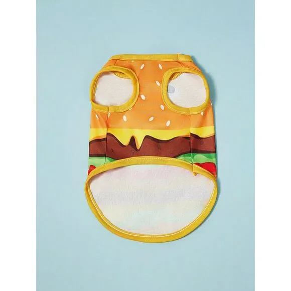 Dog Pet Burger Costume Puppy Cat Outfit Hamburger Lghtwt Shirt Halloween NWT Sm - Picture 5 of 6